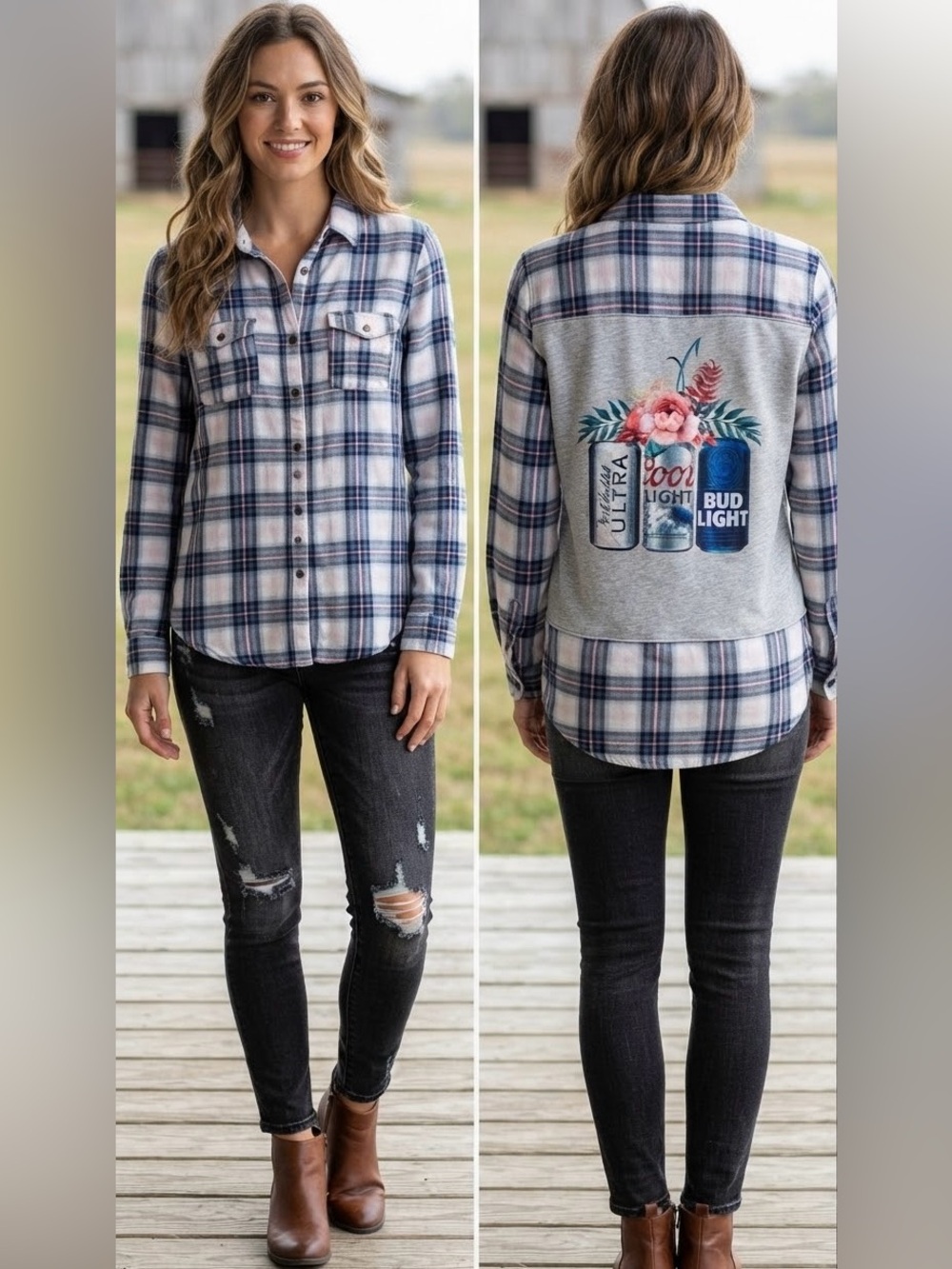 Upcycled Beer Bouquet Graphic Shirt - Large
